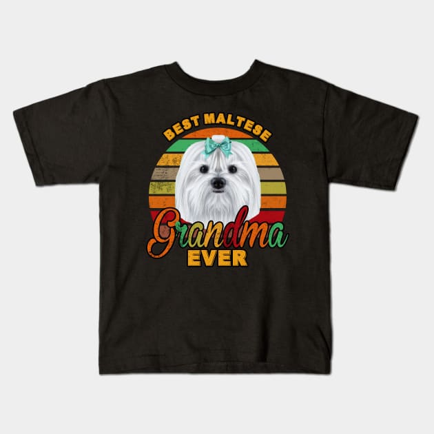 Best Maltese Grandma Ever Kids T-Shirt by franzaled